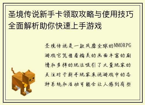 圣境传说新手卡领取攻略与使用技巧全面解析助你快速上手游戏